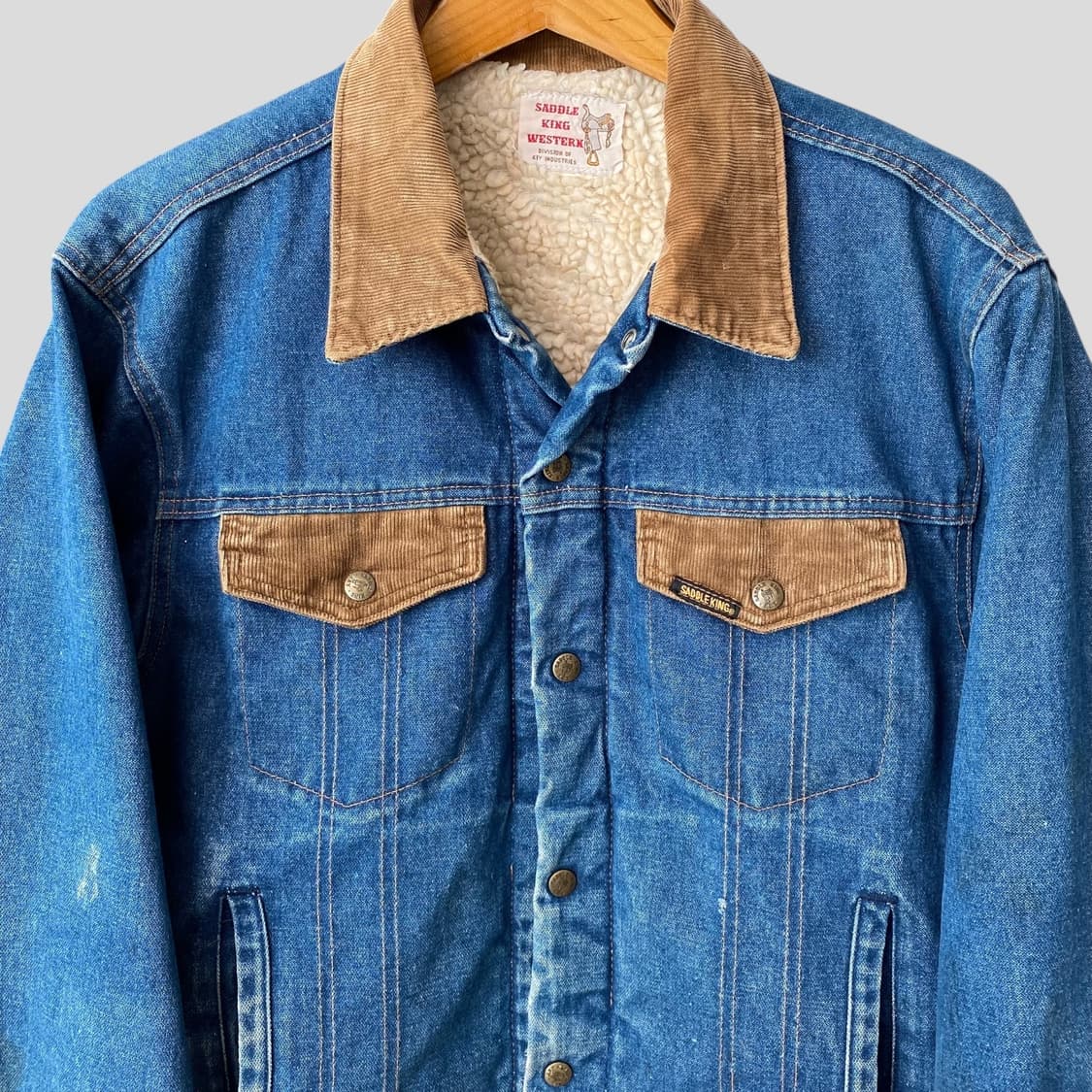 (L-XL)80s Saddle King Western 쉐르파 데님자켓 상품이미지2