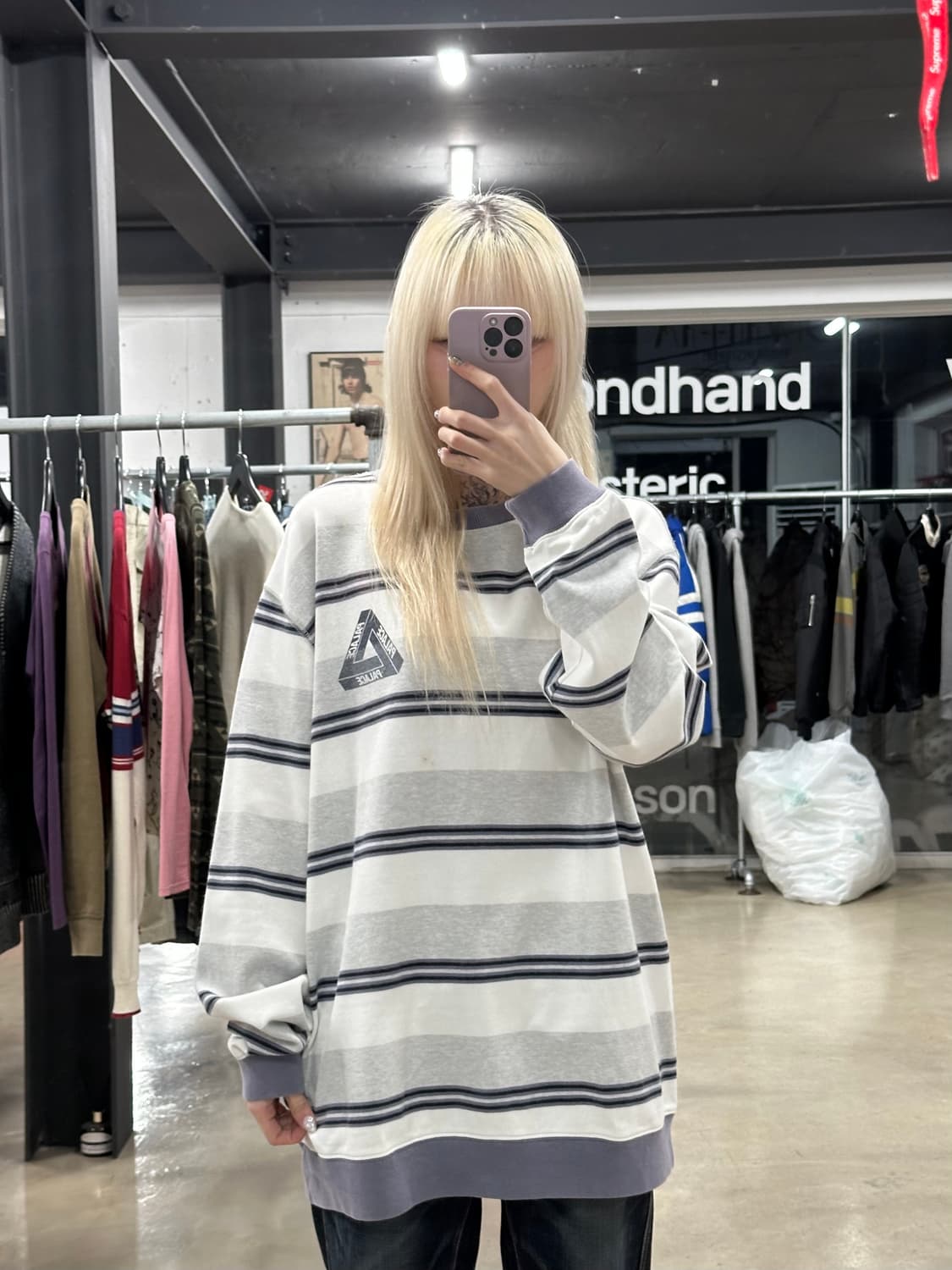 팔라스 리브드 포 플레저 크루넥 스트라이프 맨투맨 상품이미지3