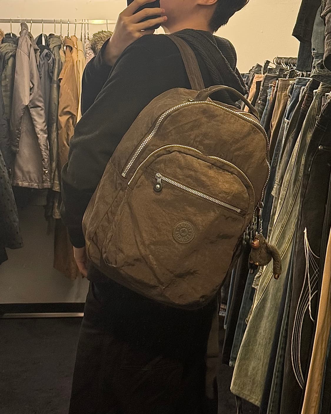 키플링 고릴라 키링 인형 브라운 갈색 빅 백팩 가방 학교 학생 빈티지 상품이미지1