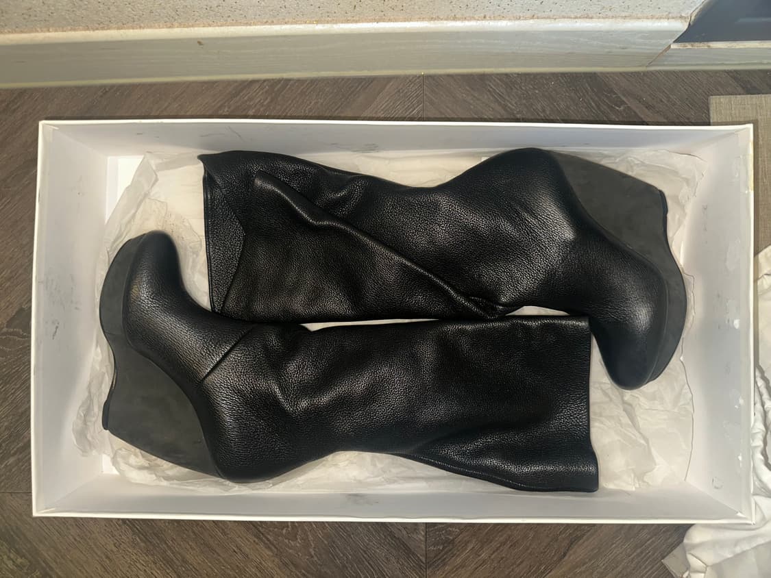 발렌시아가 2006 F/M 아카이브 블랙 레더 랩 웨지부츠 상품이미지1