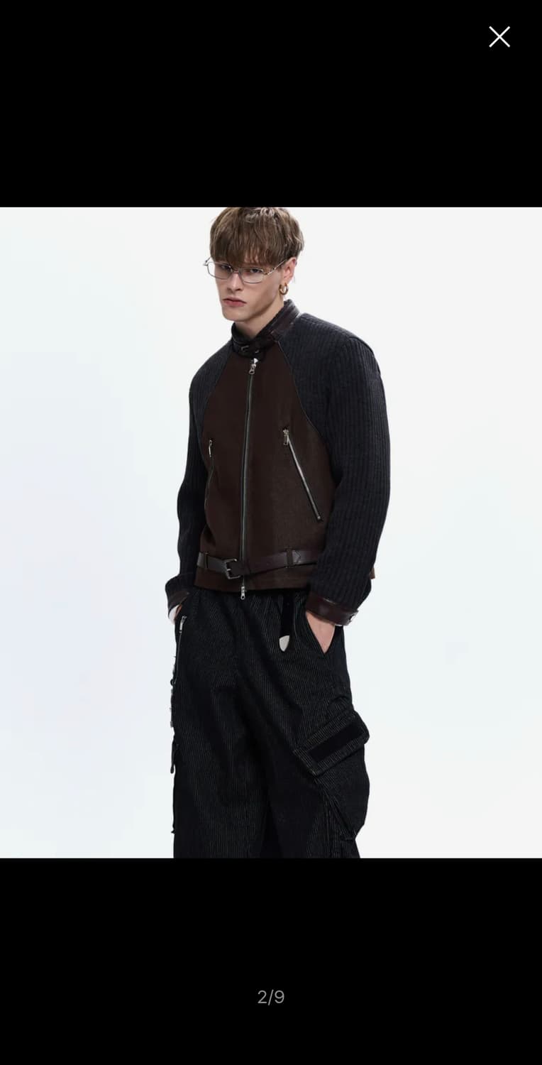 RSSC KNIT & DENIM BELTED BIKER JACKET 상품이미지2