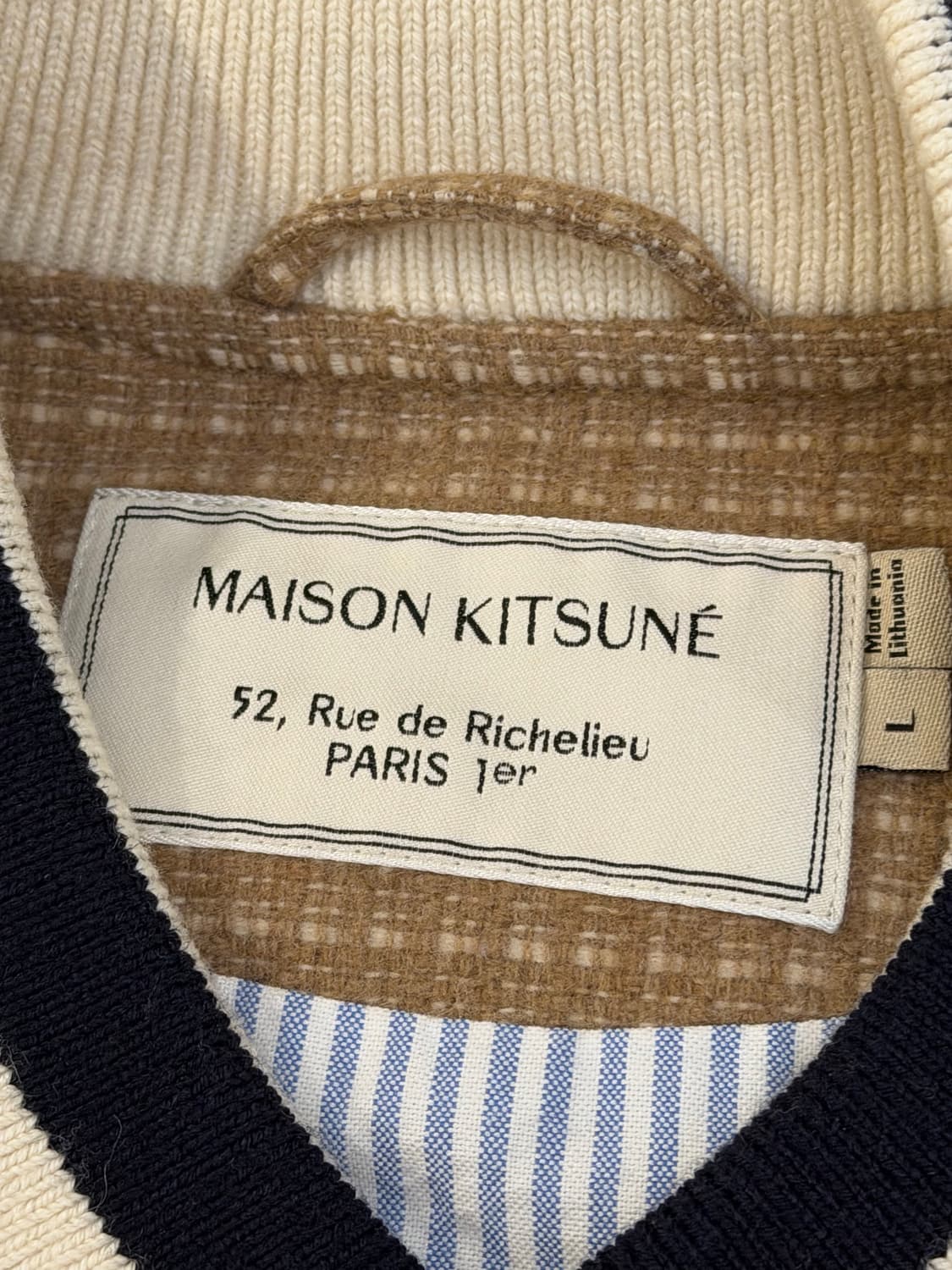 16FW 메종키츠네 울 바시티 테디자켓 브라운 상품이미지5