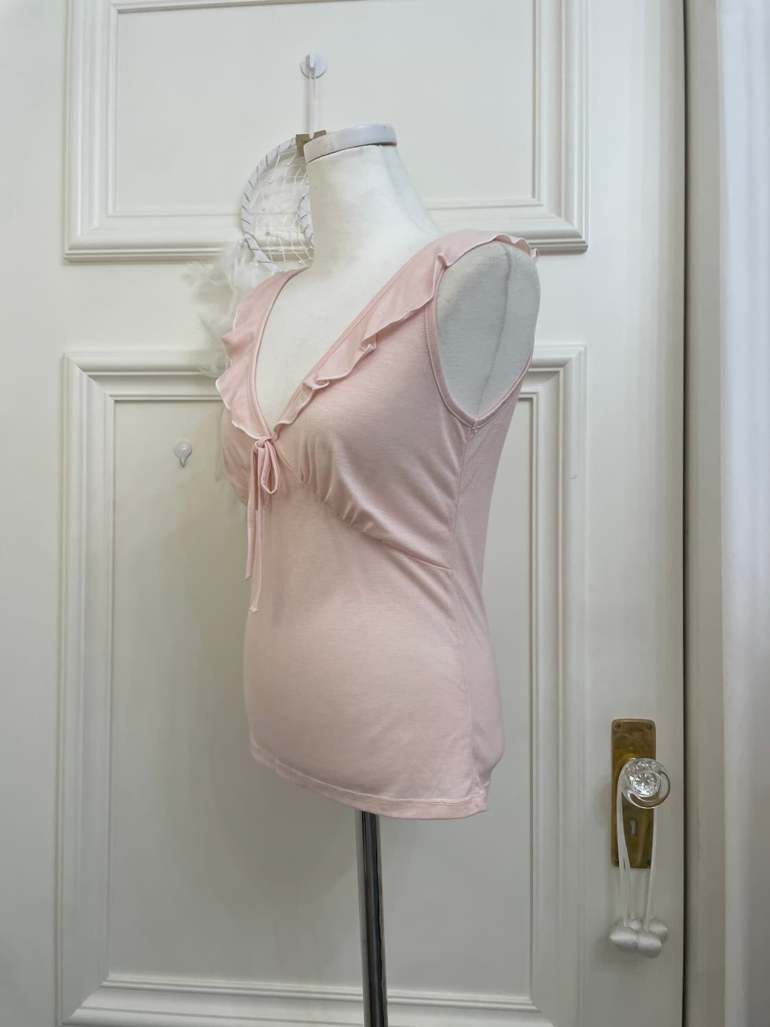 pink bow point crop cardigan&ruffle shir 상품이미지8