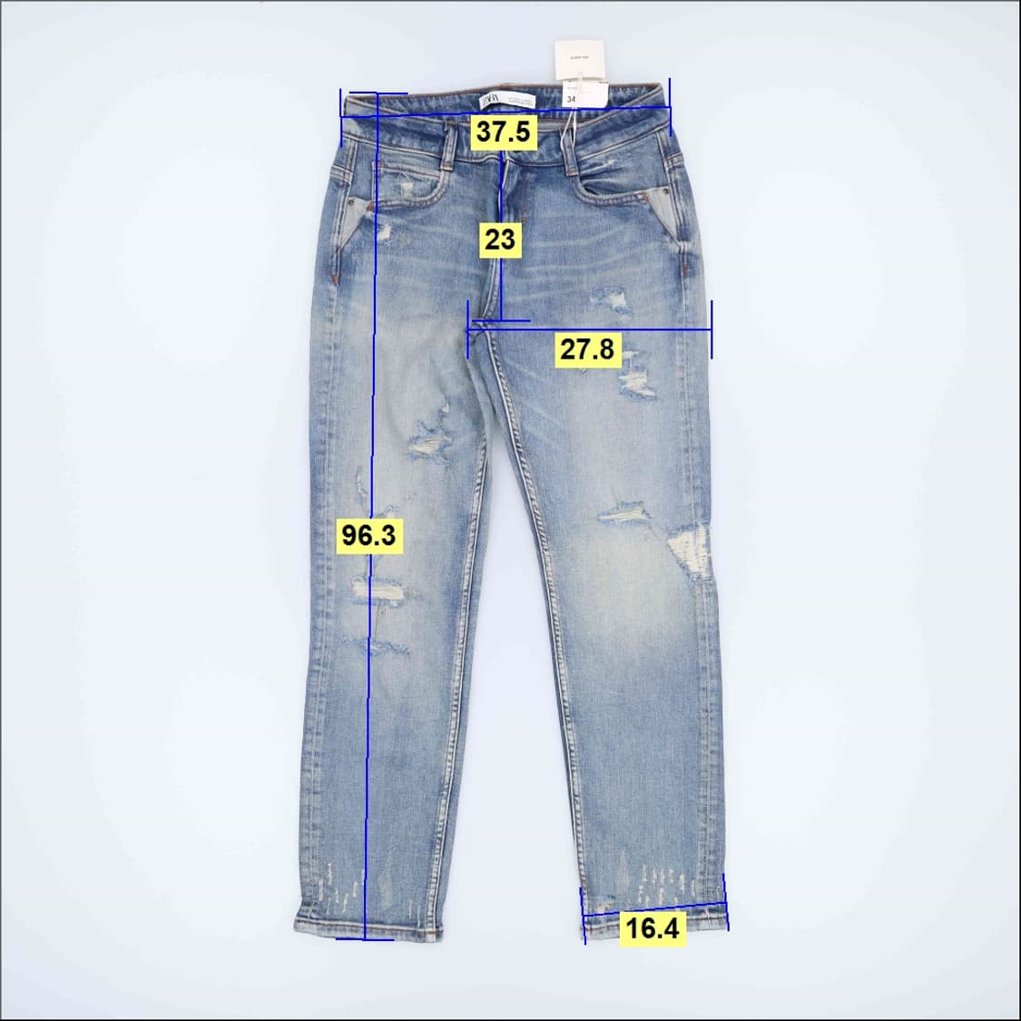 34 새상품 자라 워싱 데님팬츠 0225H1 상품이미지6