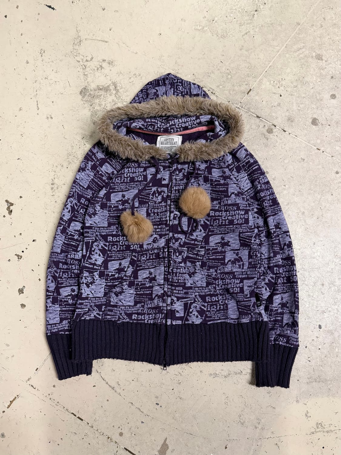 pom-pom newspaper printing hood zip-up 상품이미지5