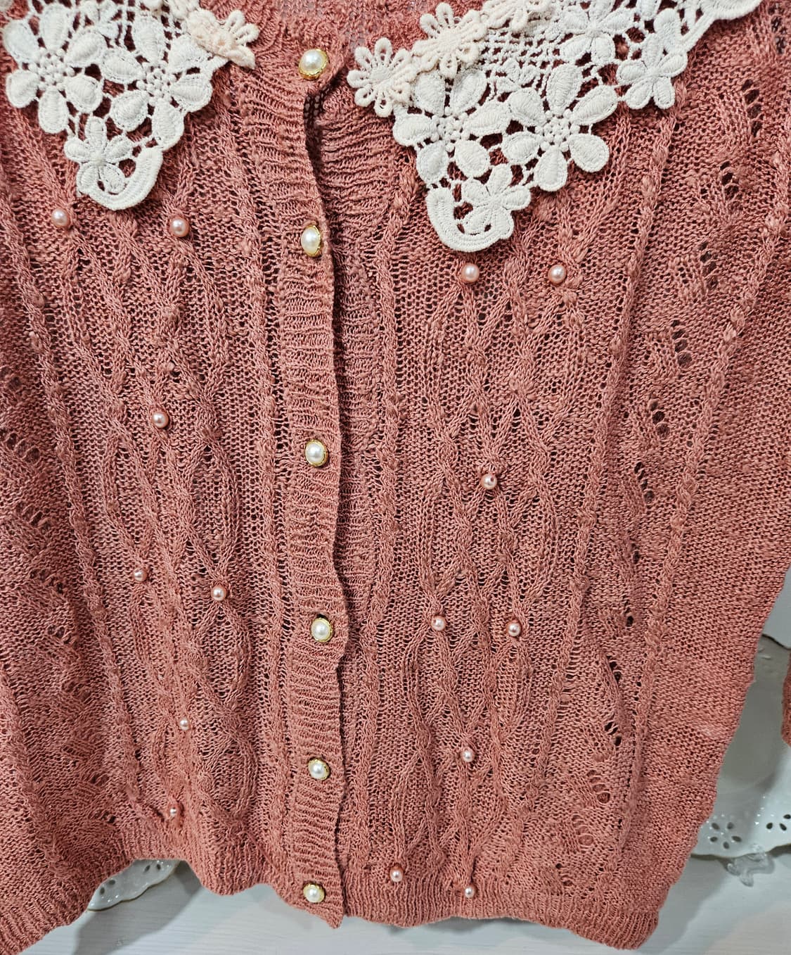 axes femme 레이스 카라 가디건 상품이미지3