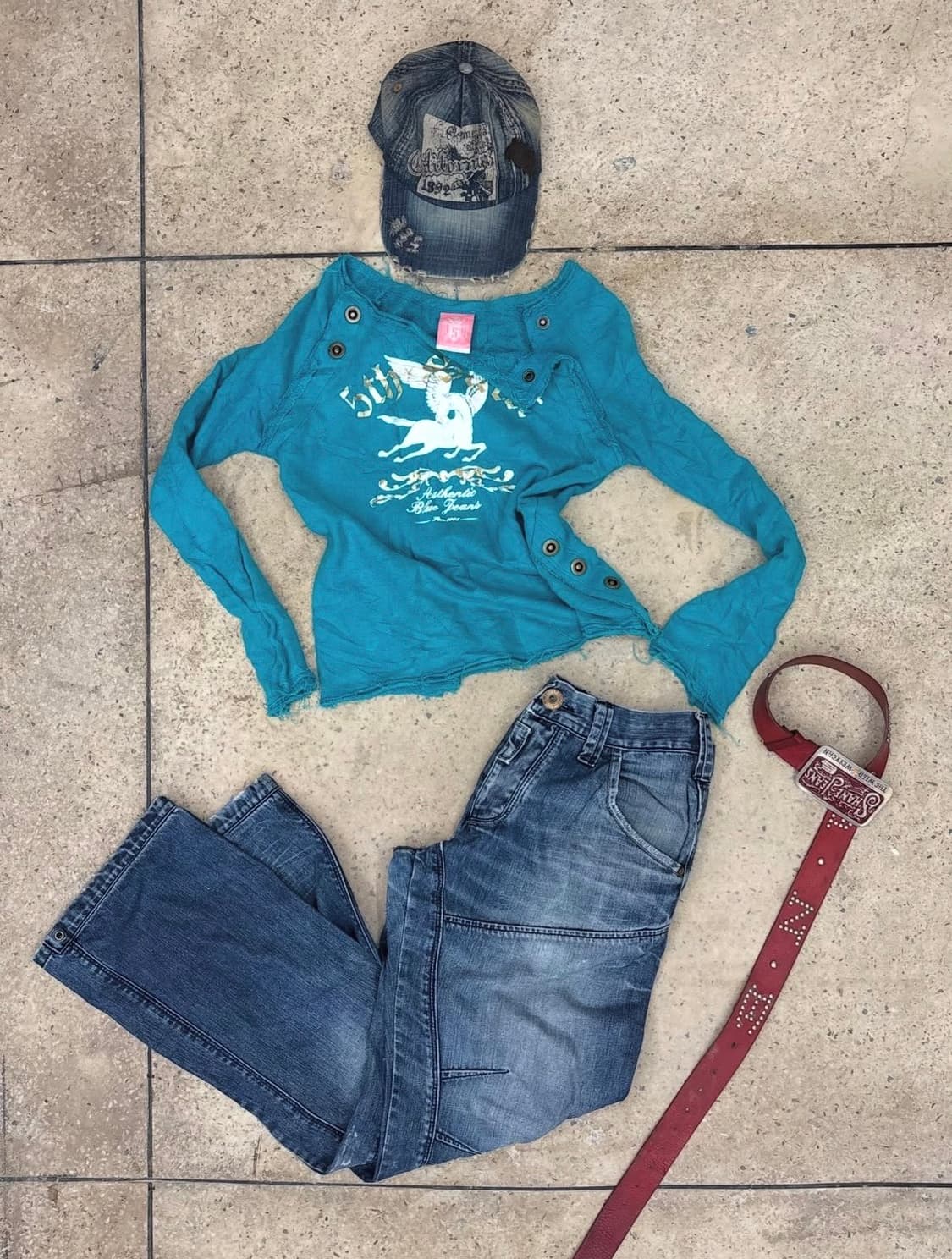 y2k 걸스 갸루 빈티지 데님 캡 모자 상품이미지2