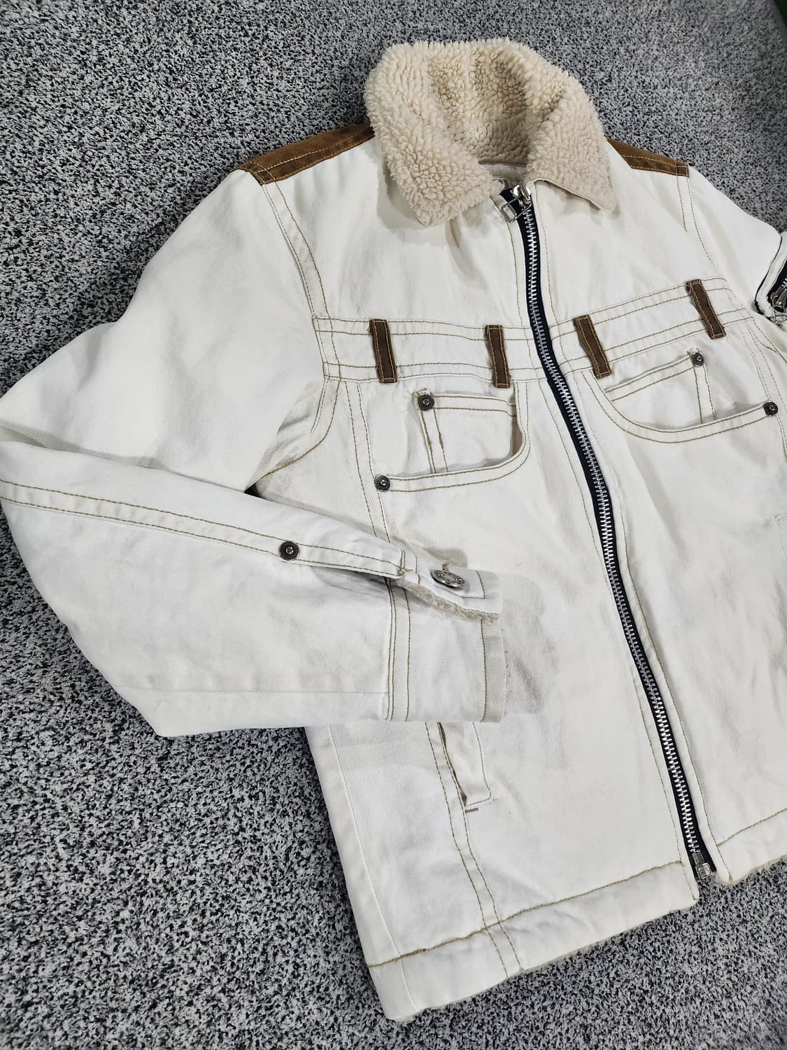 라이더 감성 빈티지 퍼카라 자켓  M 상품이미지3