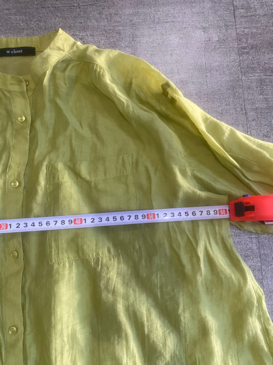 일본빈티지 Wcloset 하구미모리걸할메카지 시스루 롱셔츠블라우스 그린 상품이미지2