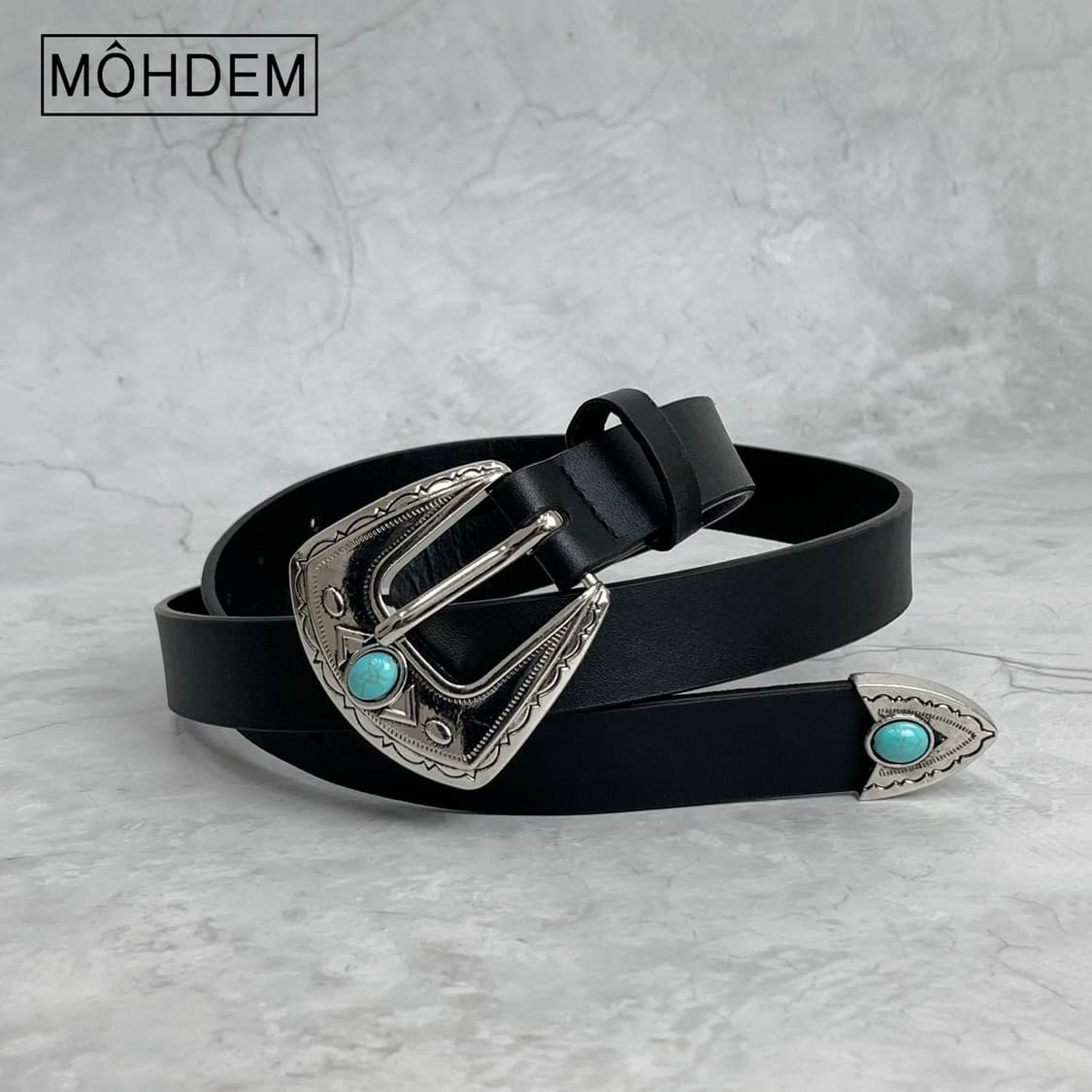 [Unisex] 원석 버클 웨스턴 가죽 벨트 상품이미지3