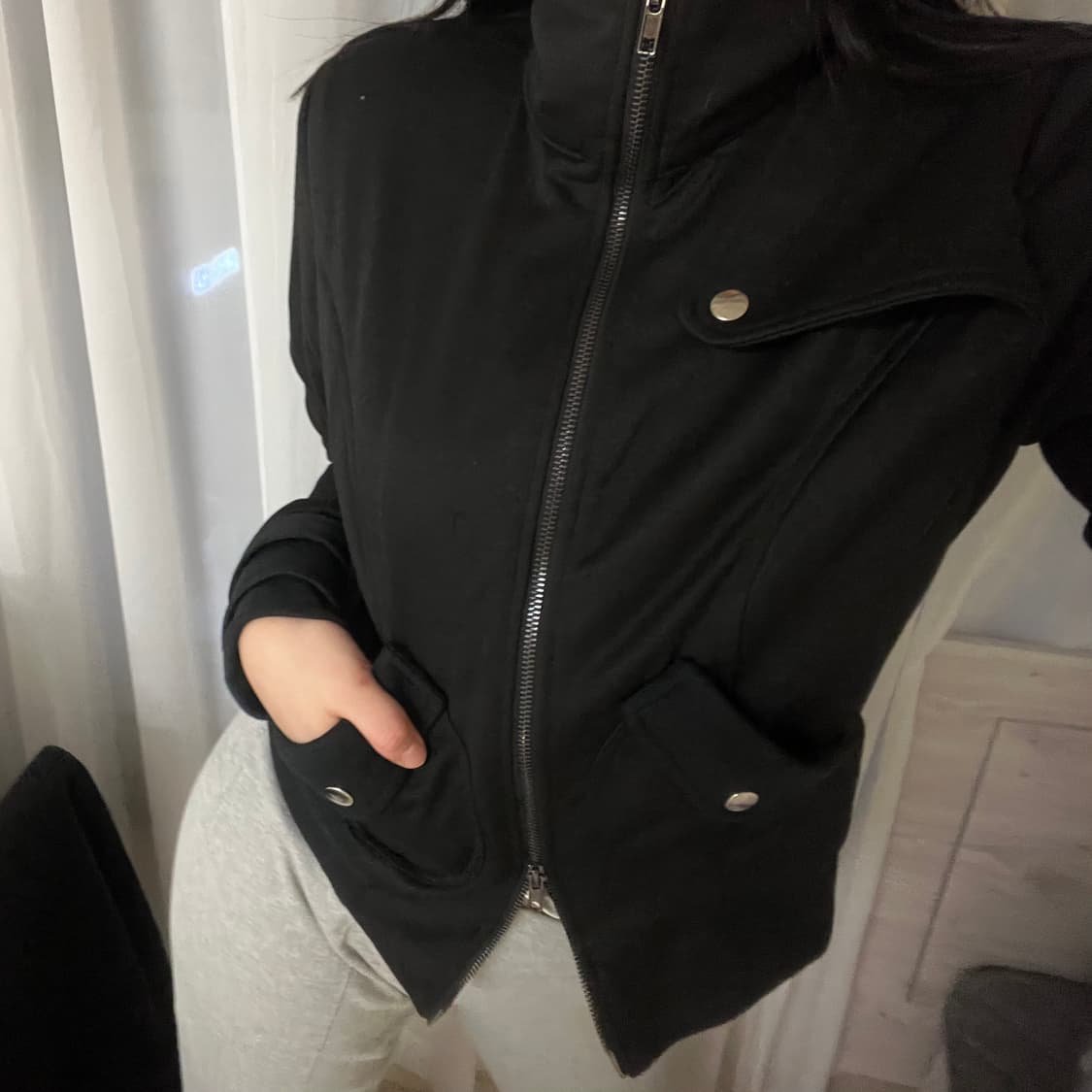 투웨이 집업자켓 블랙 상품이미지2