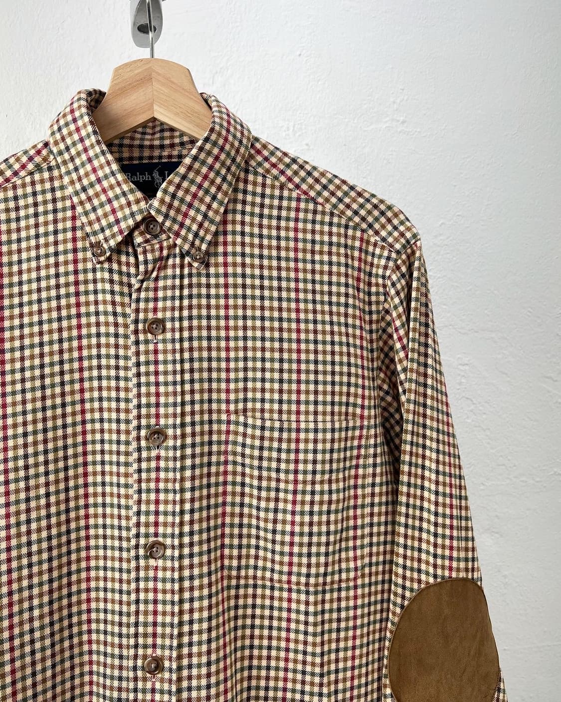 폴로 랄프로렌 베이지 체크 엘보패치 셔츠 상품이미지2