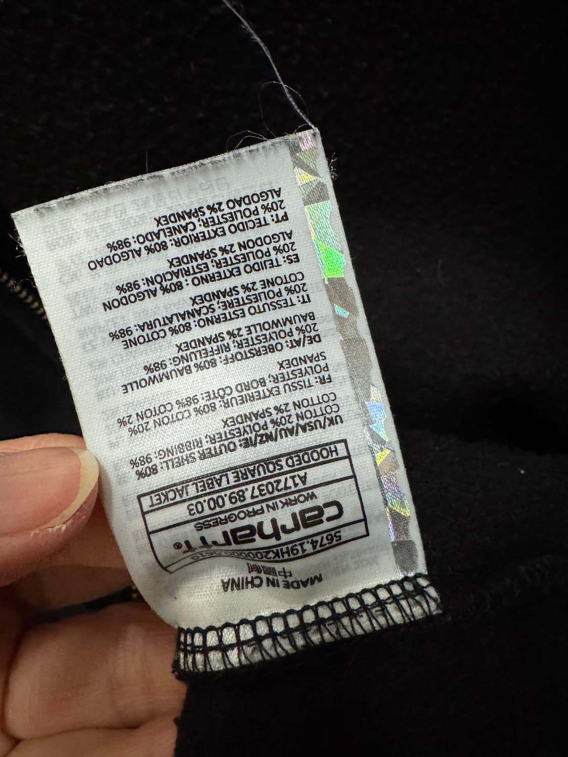 👕 Carhartt 칼하트 WIP 집업 후드 스웨트셔츠 (Black) 상품이미지8