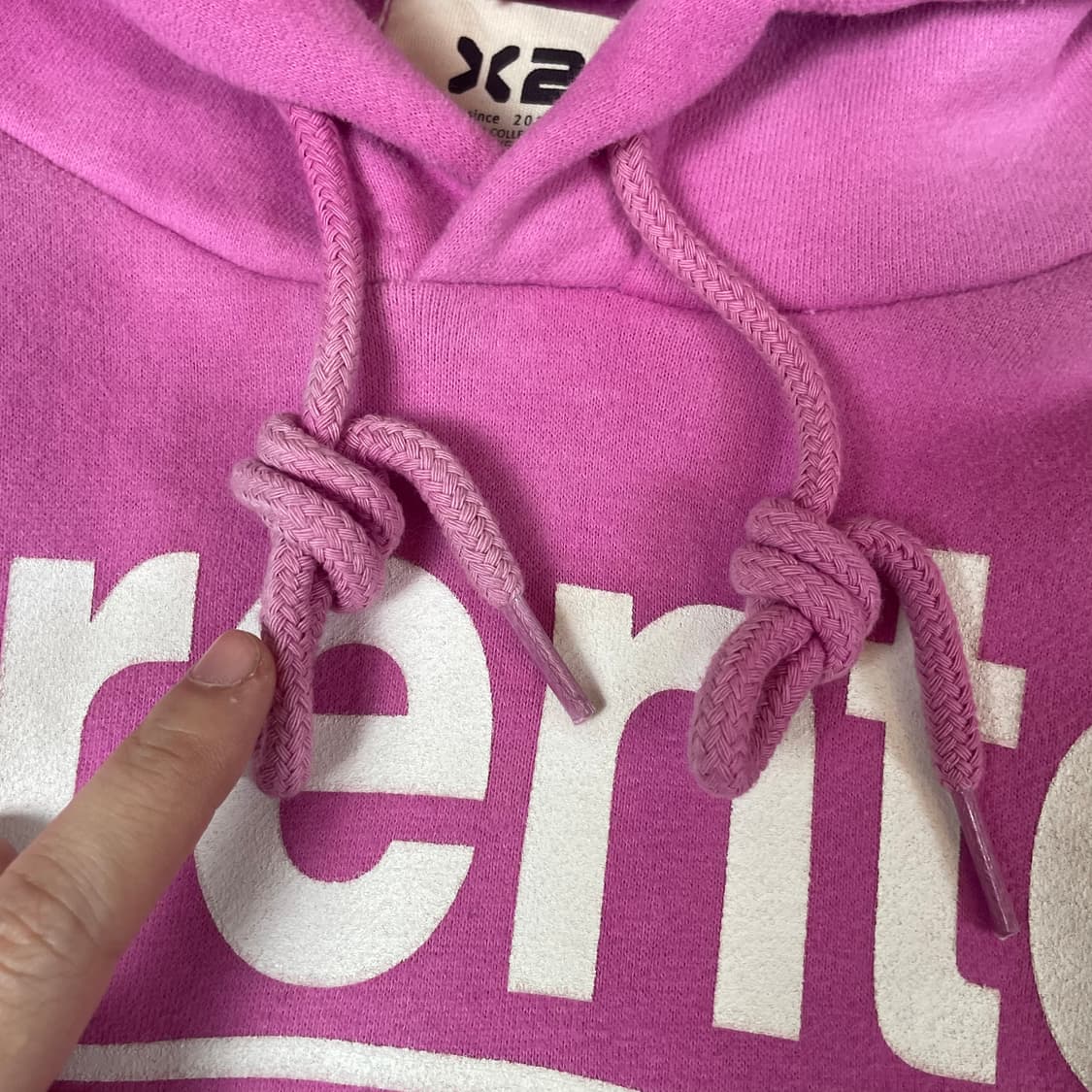 X2 화이트 빅 프린팅 핑크 기모 후드티 F 상품이미지8
