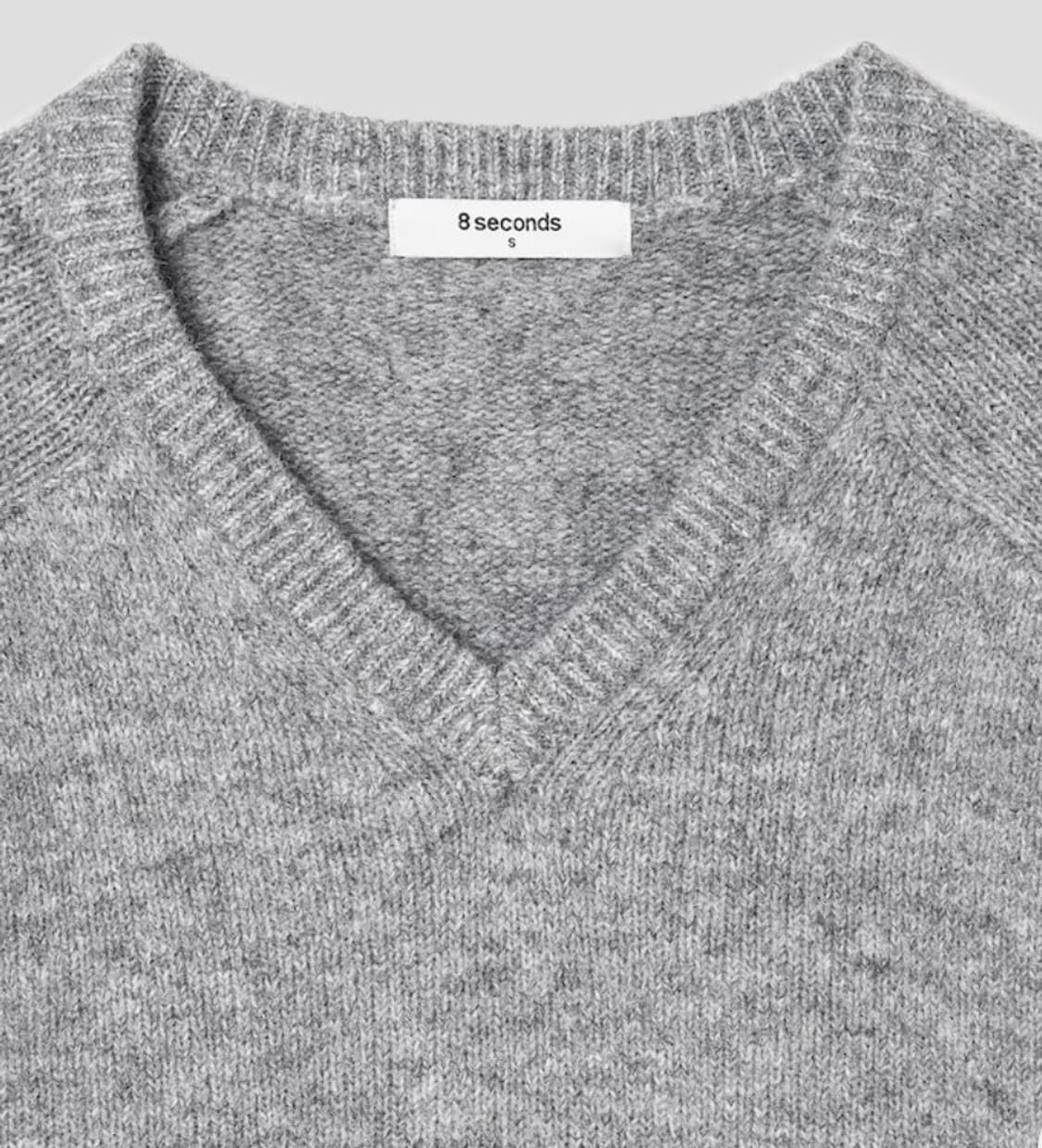 플레인 브이넥 루즈핏 풀오버 니트 그레이 상품이미지2