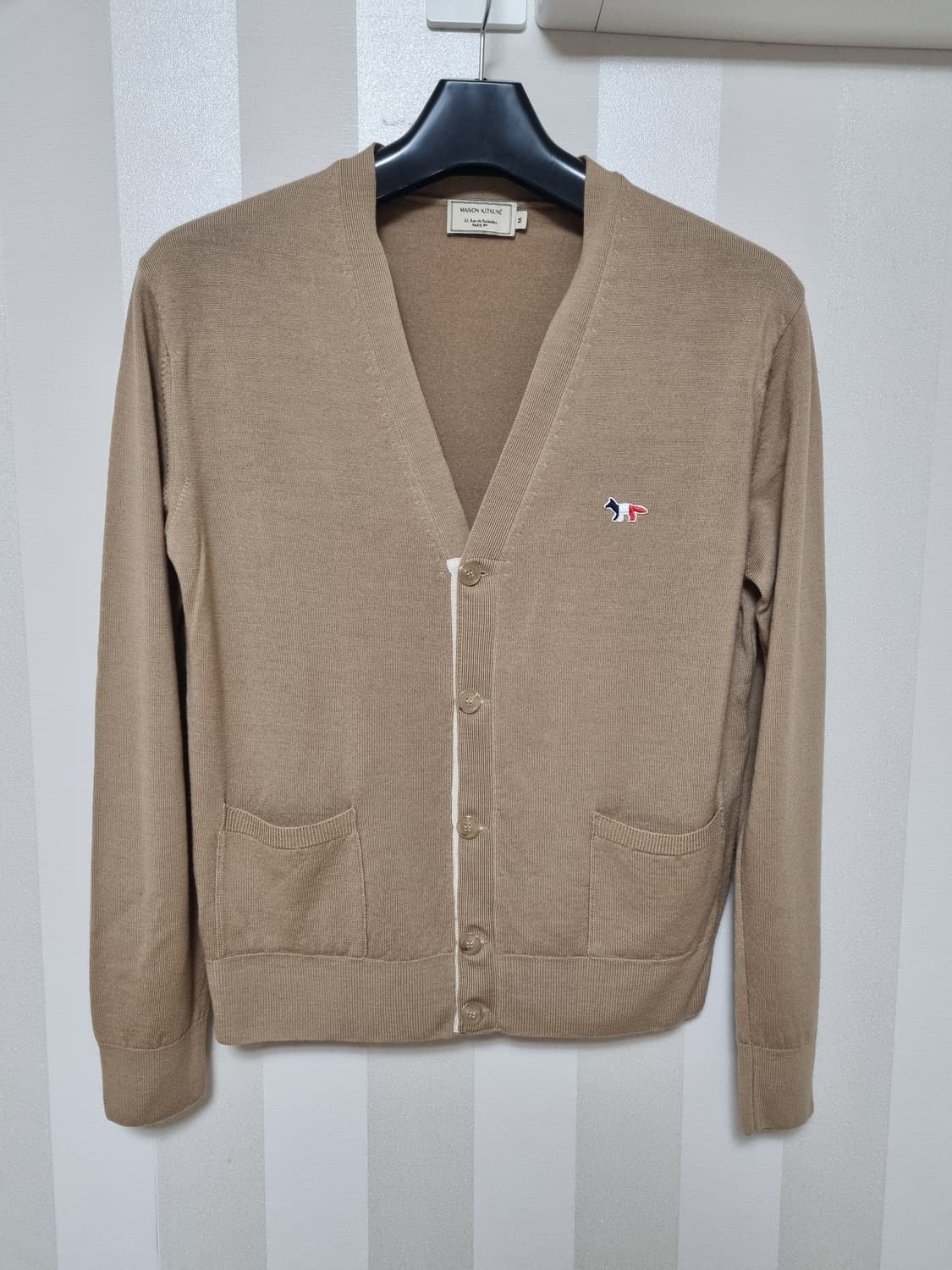 메종키츠네 메리노울 가디건 베이지 상품이미지1