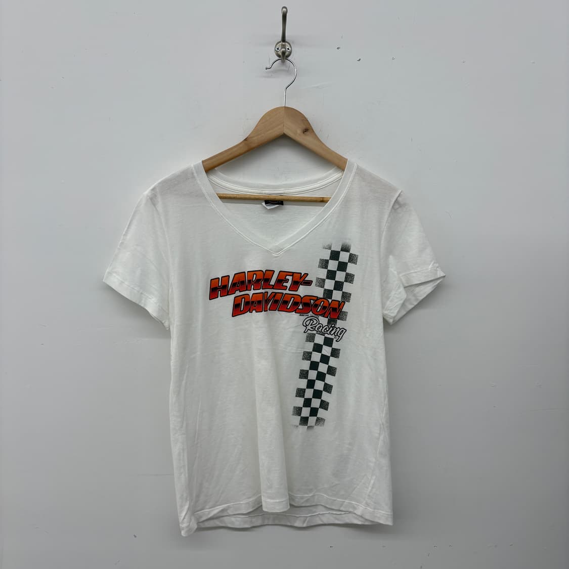 할리데이비슨 레이싱 반팔 티셔츠 화이트 여성 L 상품이미지1