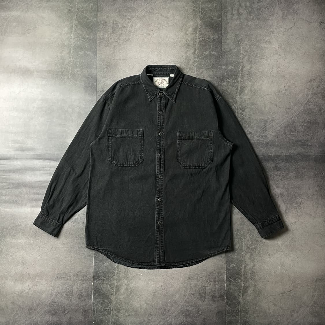 JAVOLIS 빈티지 블랙 코튼 워크셔츠 A00613 상품이미지1