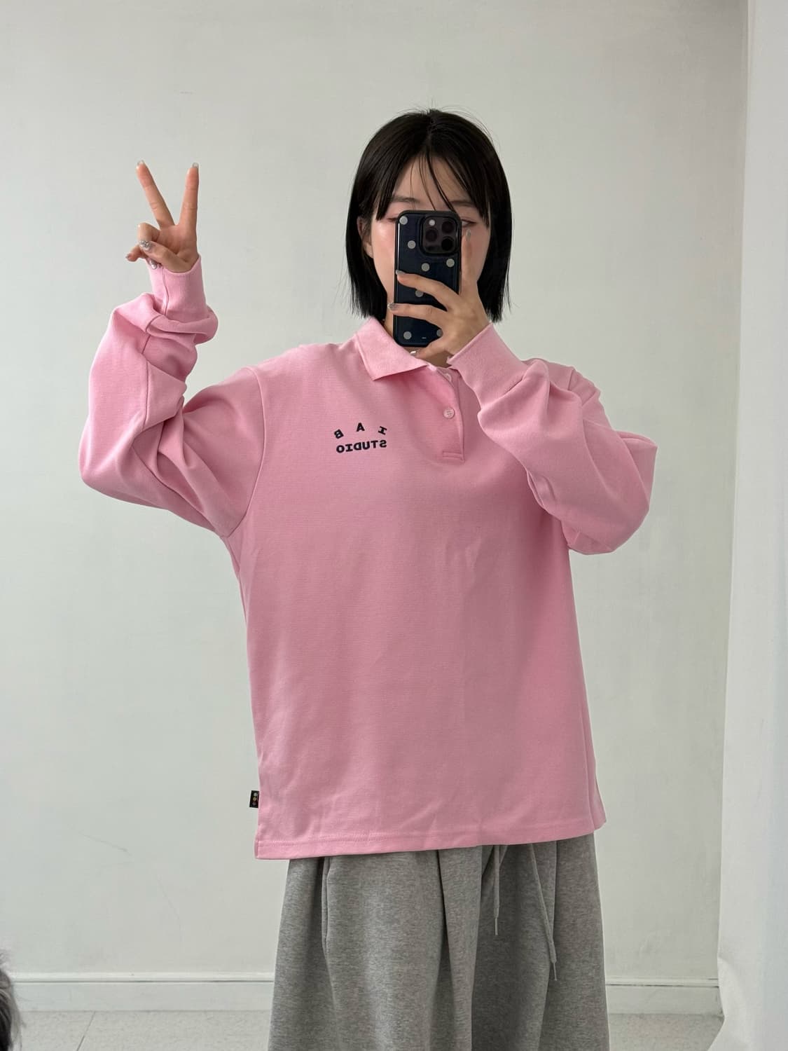 아이앱스튜디오 핑크 피케이 롱슬리브 상품이미지4