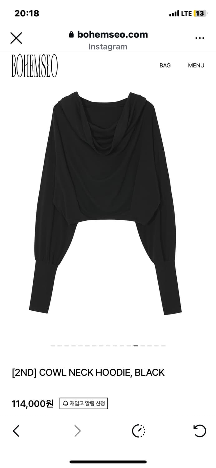 보헤미안서울 카울 넥 후드 블랙 상품이미지5