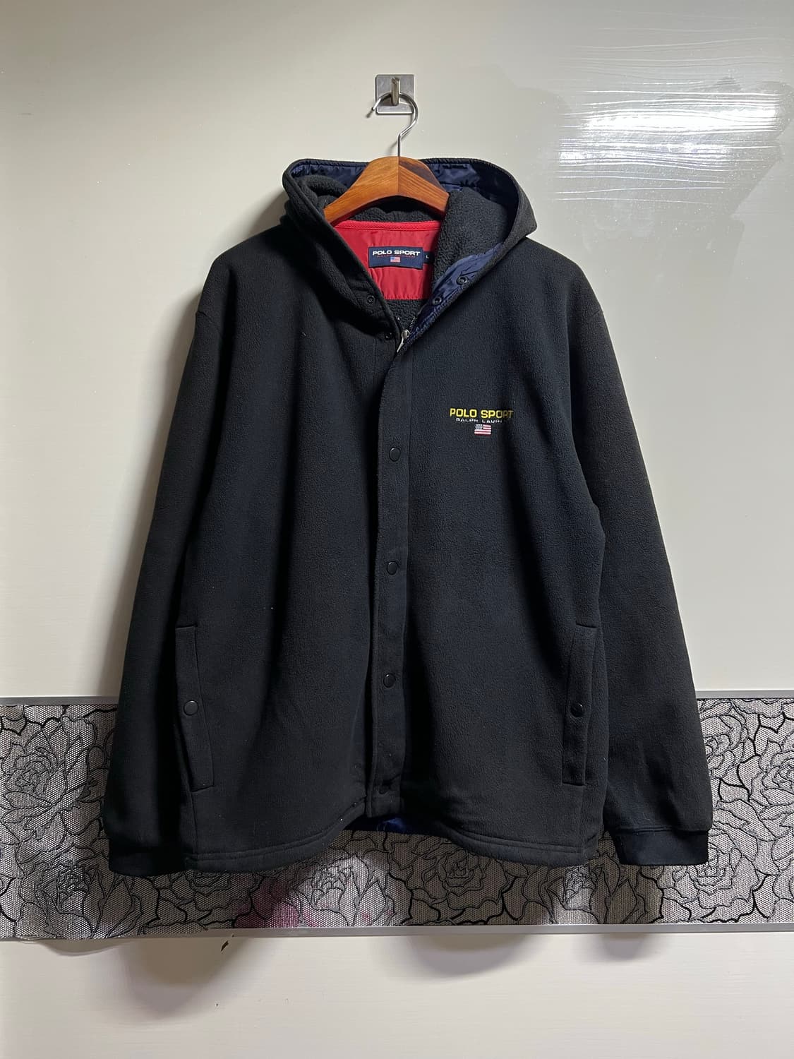 폴로 스포츠 블랙 후리스 후드 집업 상품이미지1