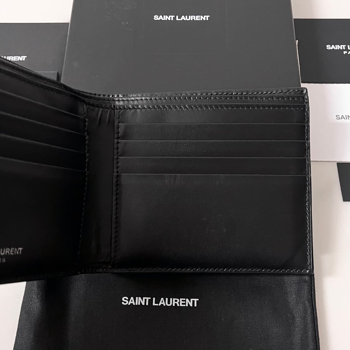 [S급/정품] 생로랑 로고 반지갑 은장 블랙 상품이미지5