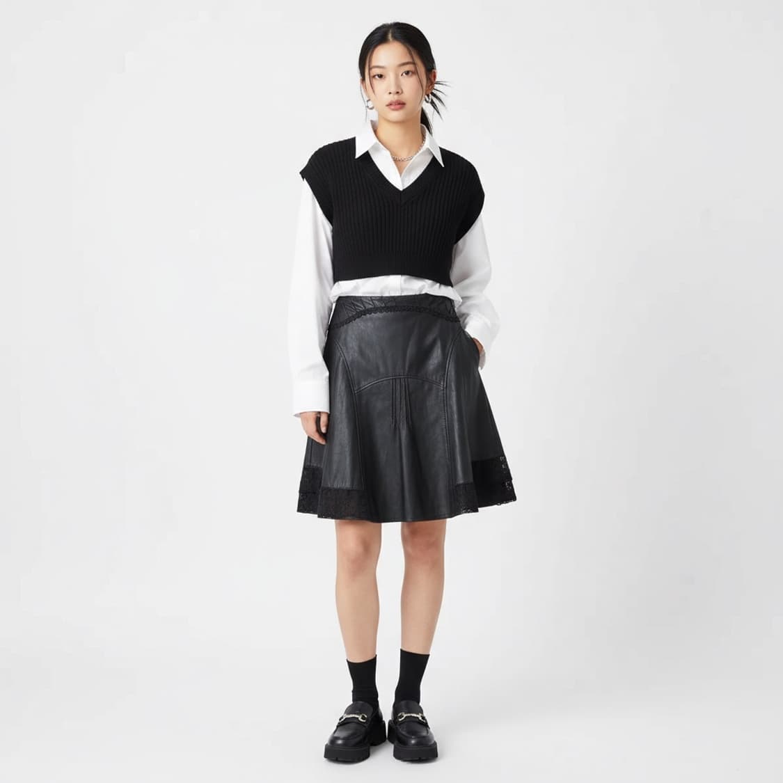 샤틴 미디 스커트 29인치 상품이미지1