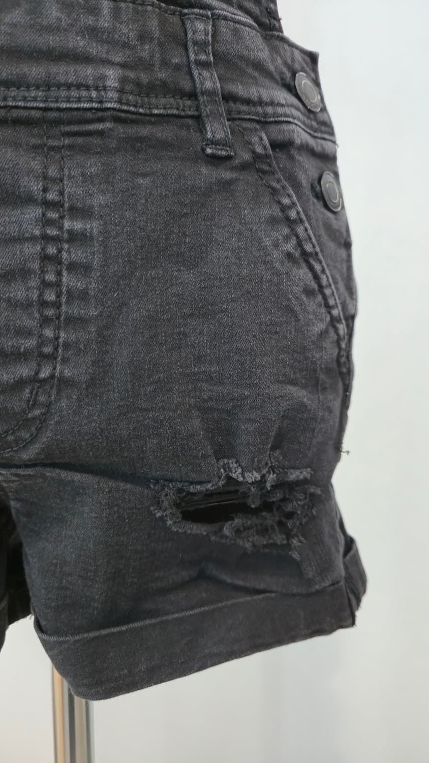 스트릿웨어 소사이어티 데님 멜빵 반바지 블랙 오버롤 XS 상품이미지6