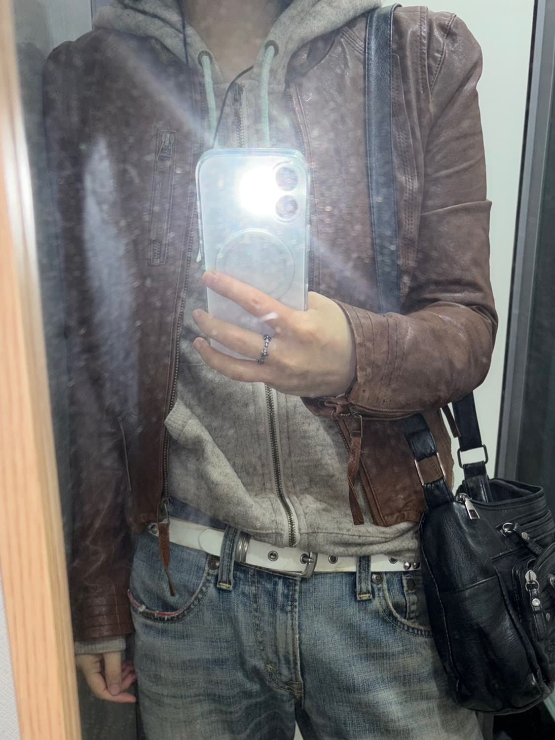 vintage brown leather jacket 상품이미지2