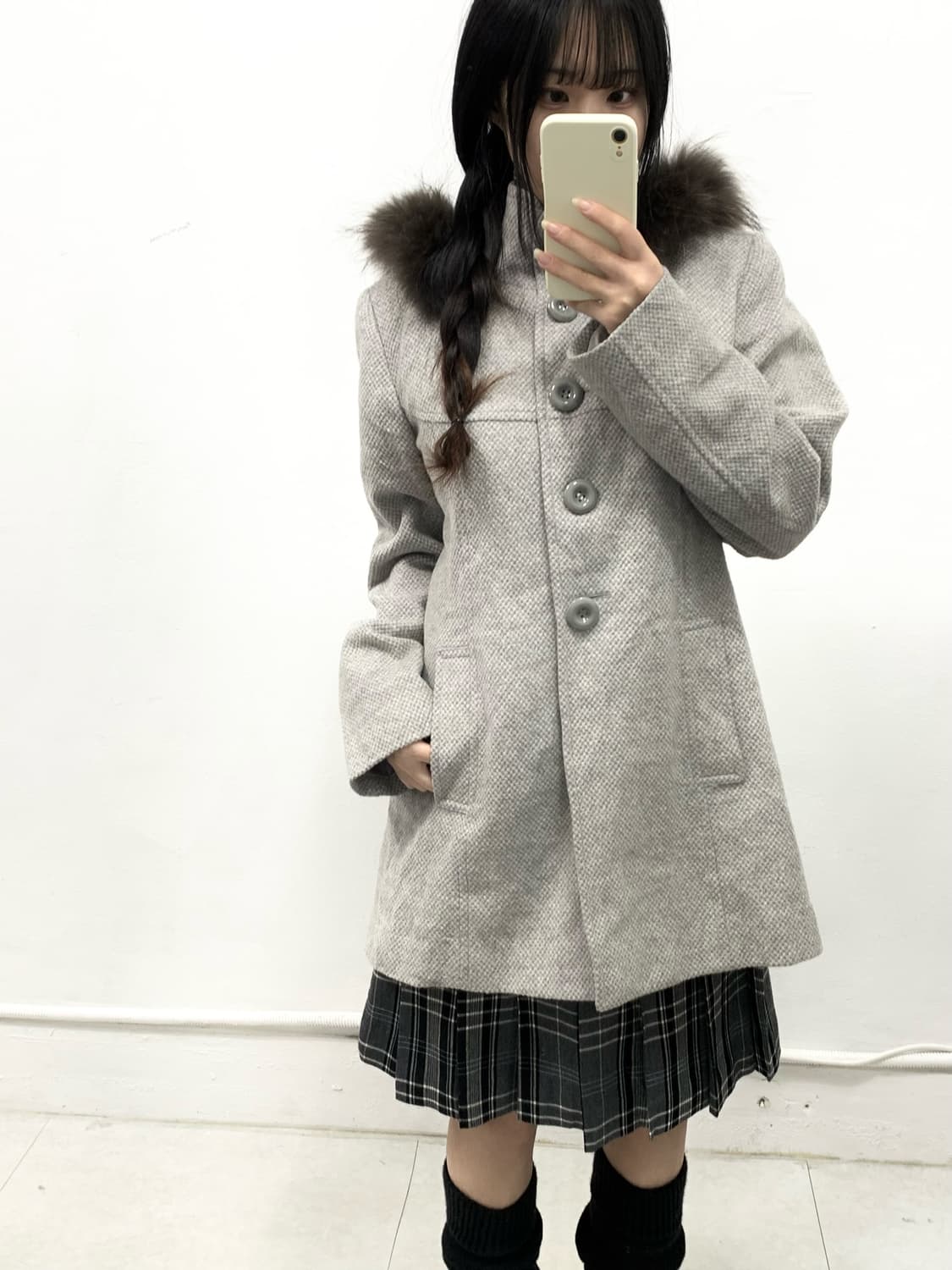 [SHALLISH] 도쿄걸 퍼 후드 하이넥 코트 상품이미지2