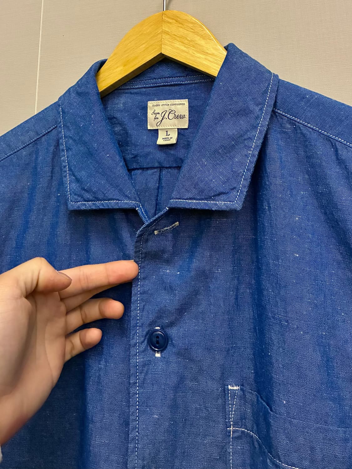 (L/103)J.Crew 제이크루 3포켓 샴브레이 데님 워크셔츠 블루 상품이미지4