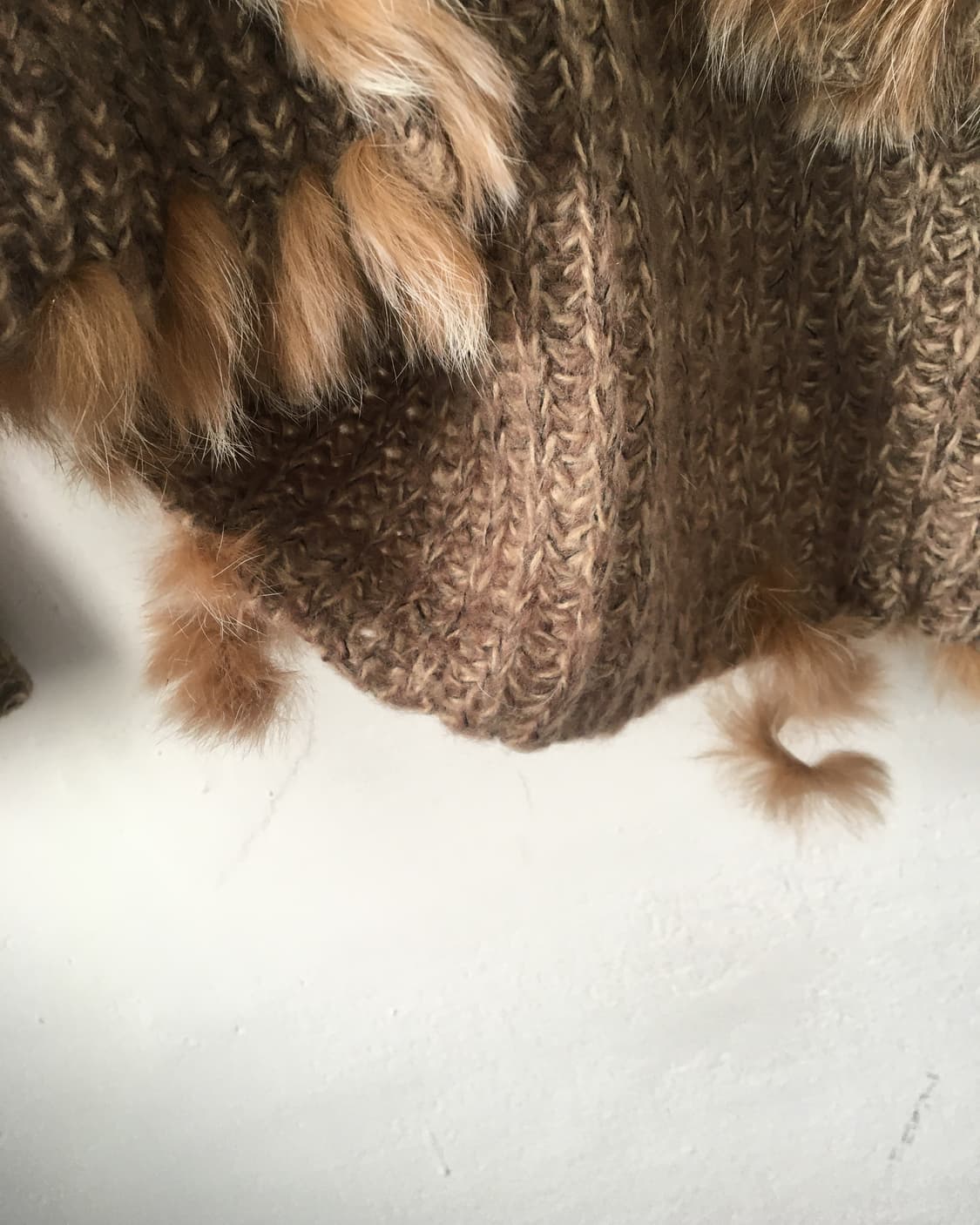 Rabbit fur trimming drape open knit card 상품이미지4