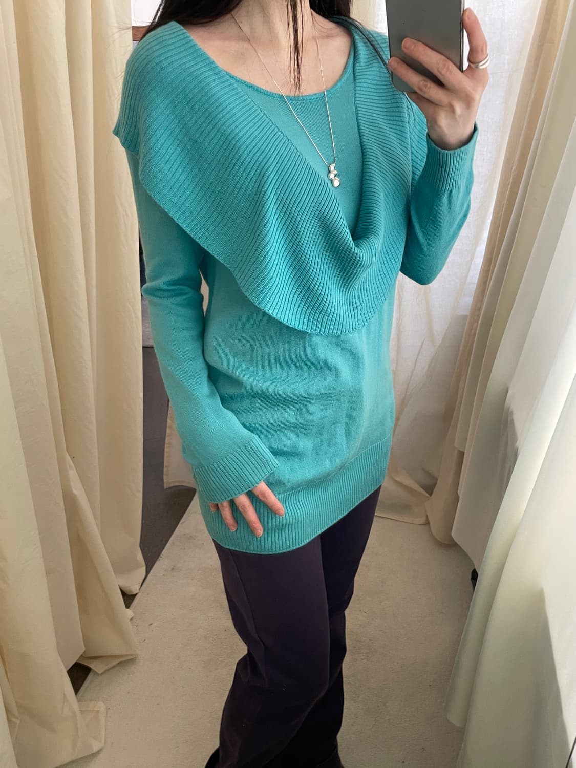 vintage aqua blue frilled wool knit 상품이미지9