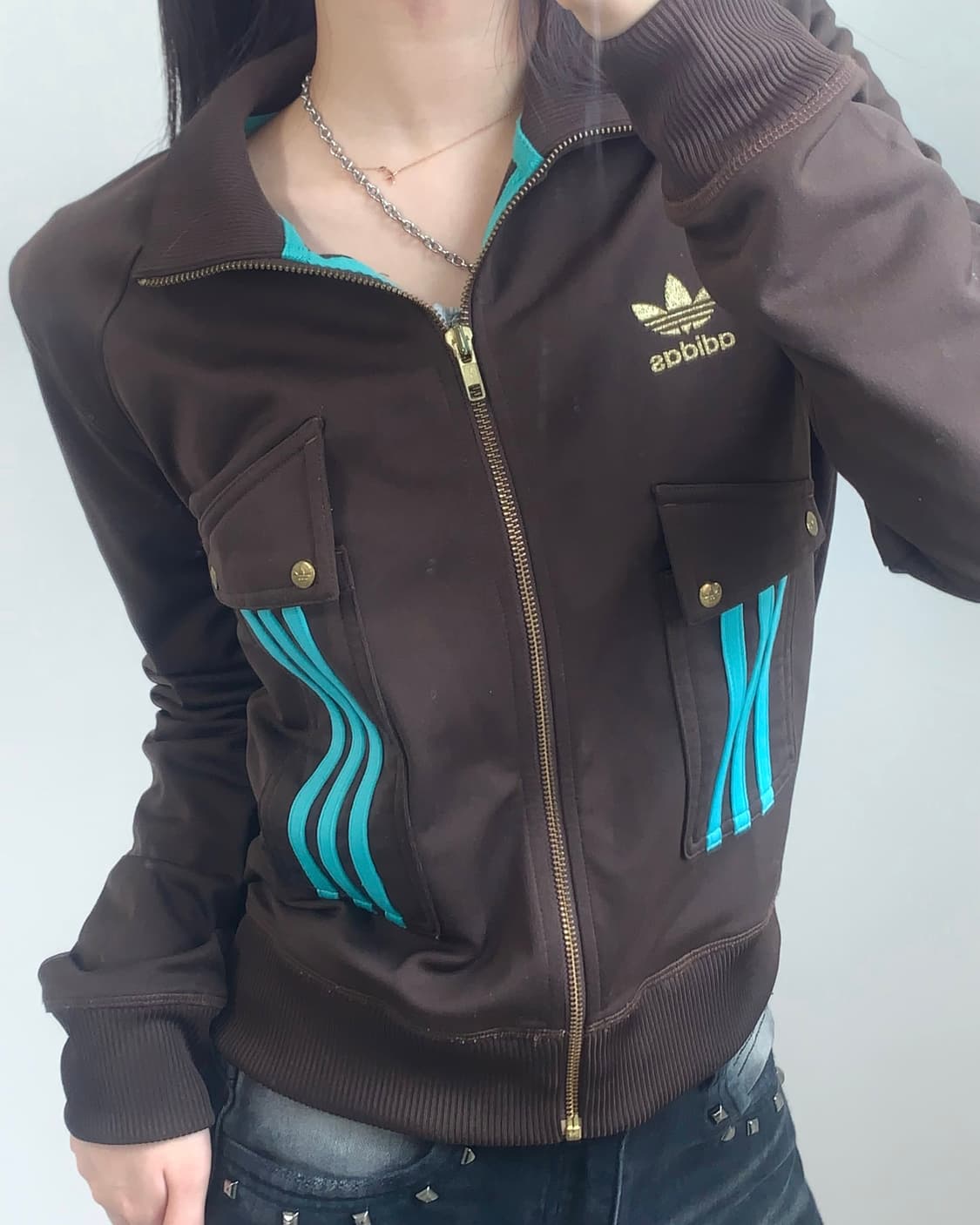 Adidas 아디다스 딥브라운-민트 포켓 트랙탑  상품이미지2
