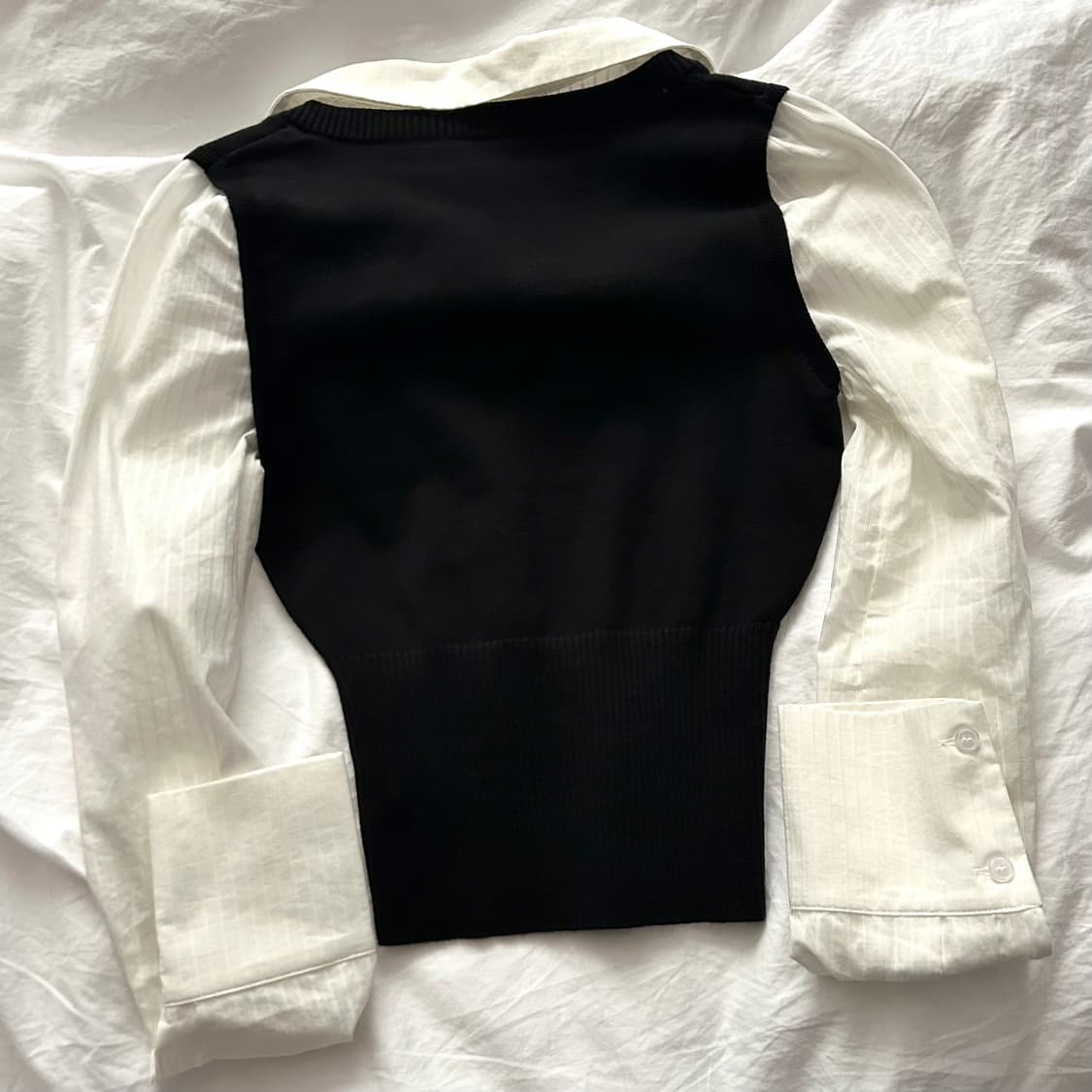 Mess studio 니트 베스트 레이어드 셔츠 슬림핏 긱시크 상품이미지6