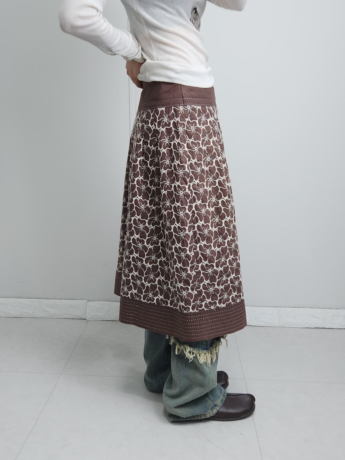 (Hiroko Koshino)플로럴 자수 스커트 상품이미지4