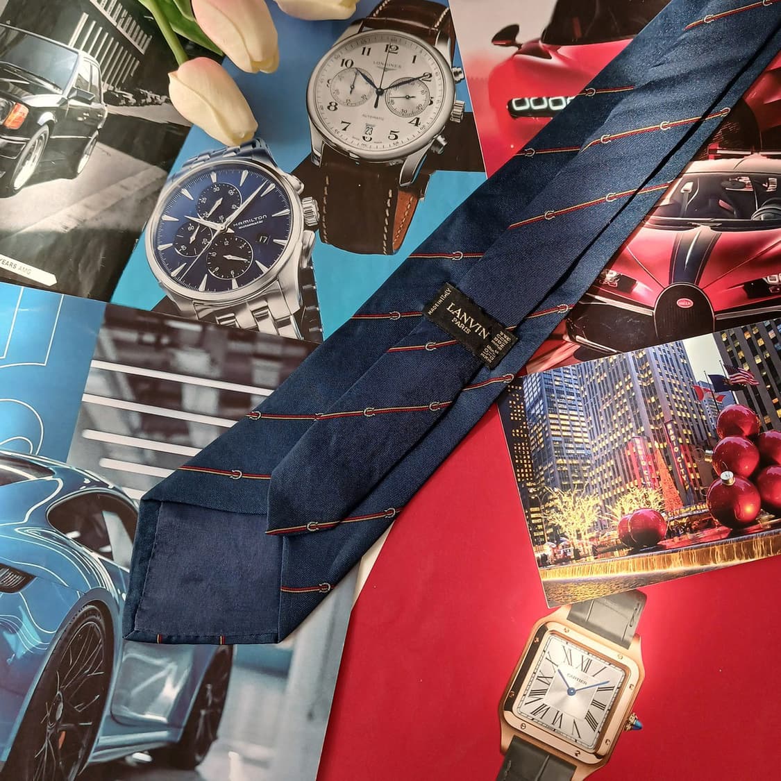 랑방 실크 네이비 스트라이프 넥타이 9cm B등급 A19240
 상품이미지4