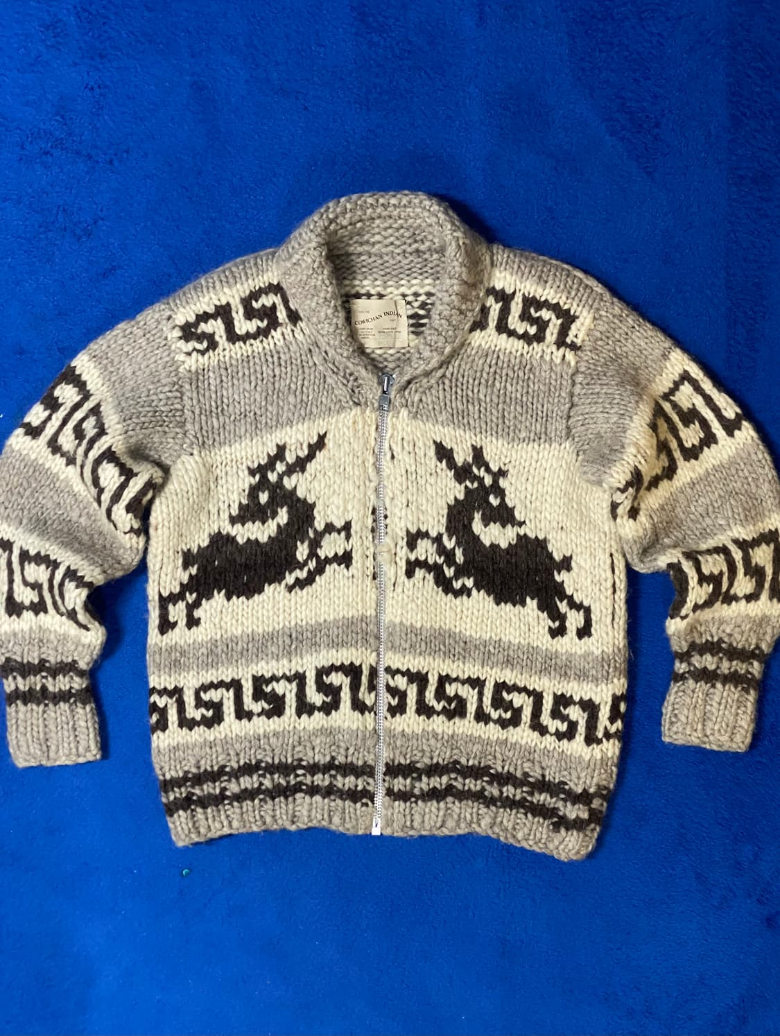 아메리칸 빈티지 캐나다 코위찬 인디언 베이지 니트 집업 상품이미지1