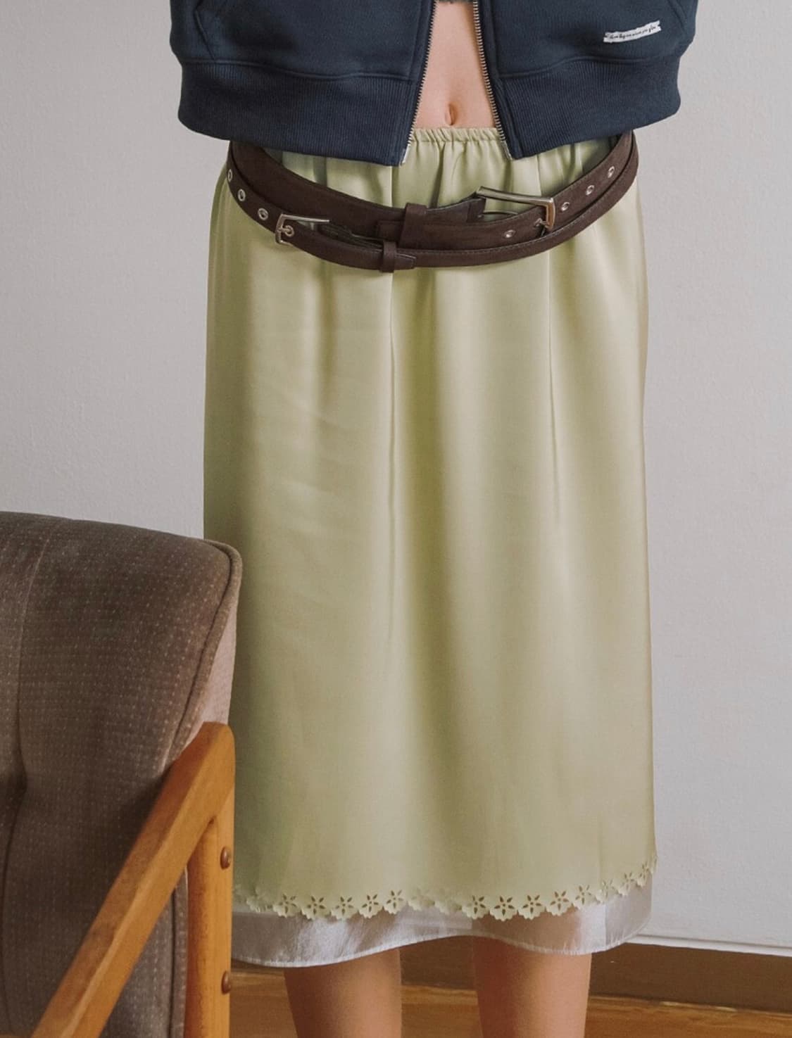 LCVE SATIN-ORGANZA REVERSIBLE SKIRT 상품이미지2
