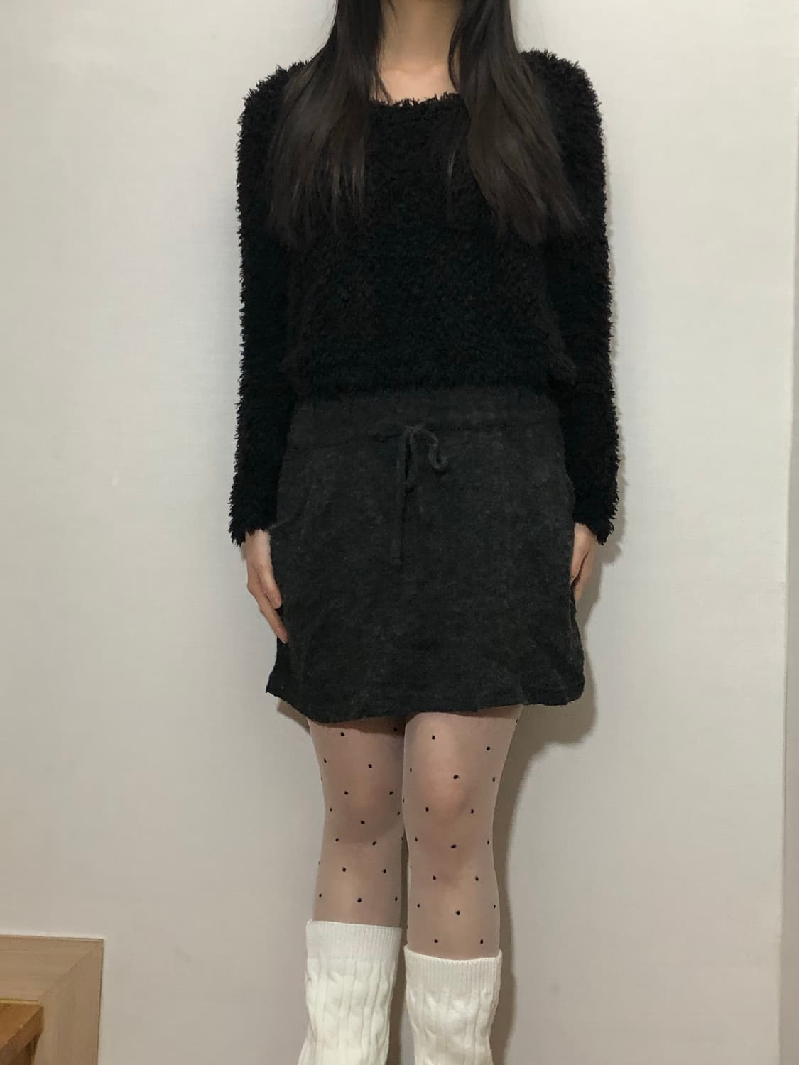 빈티지 블랙 앤 그레이 퍼 원피스 상품이미지4