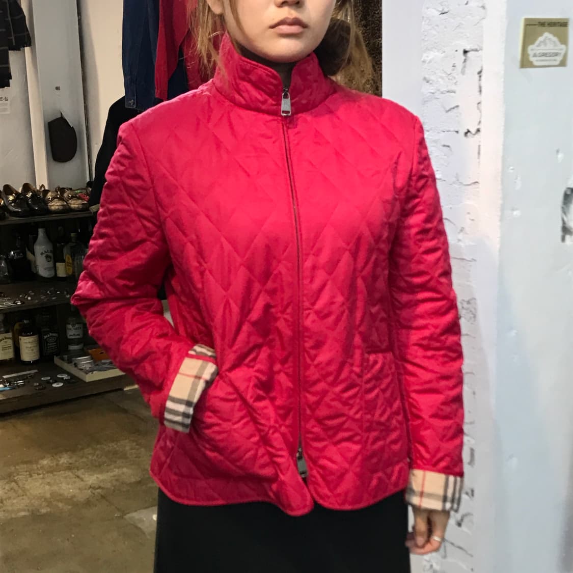 버버리 인디 핑크 투웨이 집업 퀼팅 자켓 여성 66 사이즈  상품이미지8