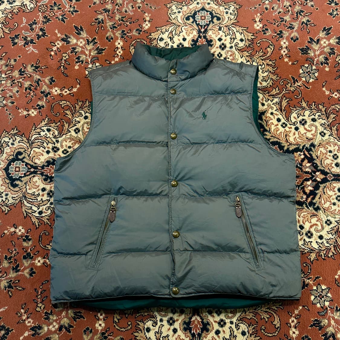 폴로 랄프로렌 패딩 조끼 리버시블 (XL) 카키 상품이미지2