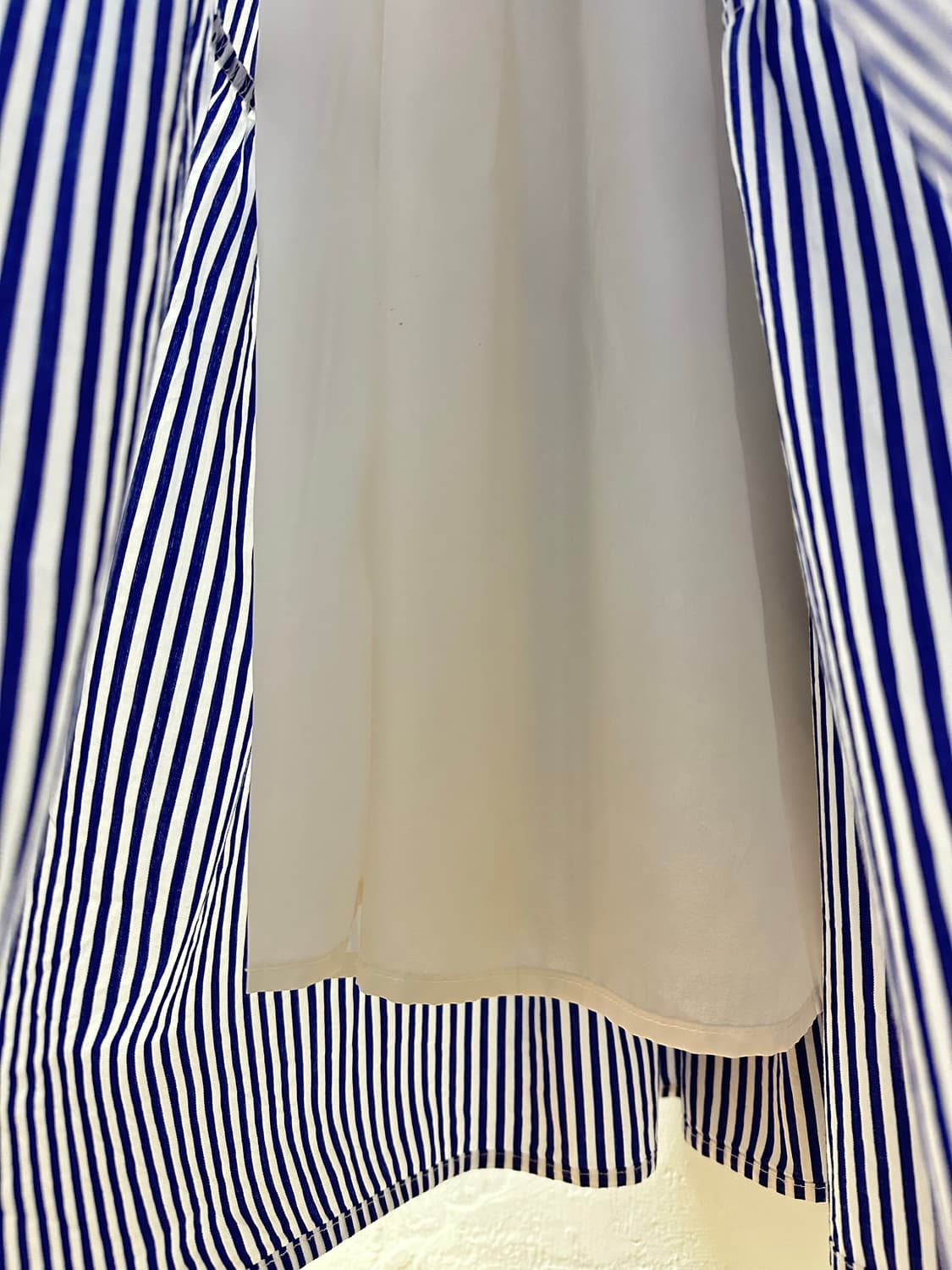 일본빈티지 블루 스트라이프 A라인 티어드 롱 스커트  상품이미지2