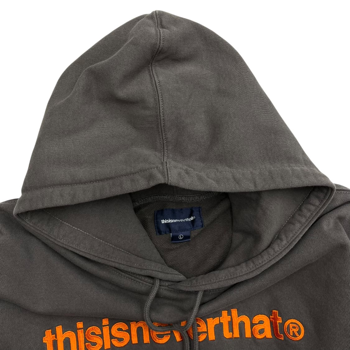 디스이즈네버댓 오렌지 로고 뮤트브라운 후드 L 상품이미지5