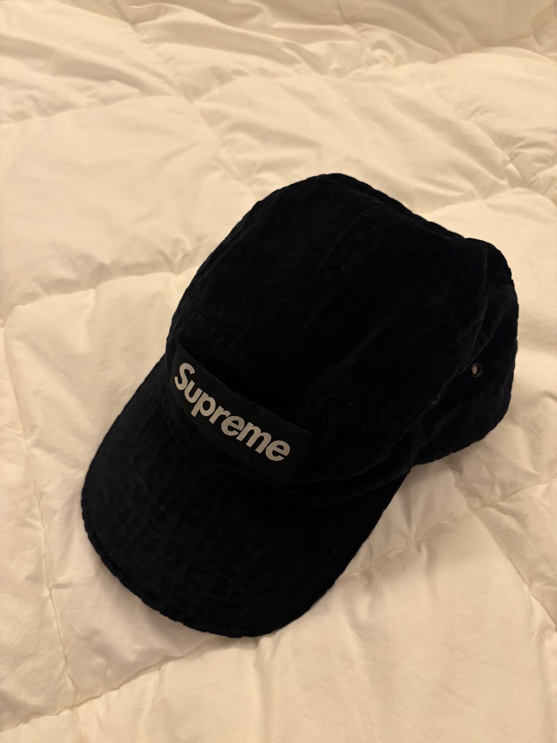 슈프림 벨벳 패턴 캠프캡 블랙 상품이미지3