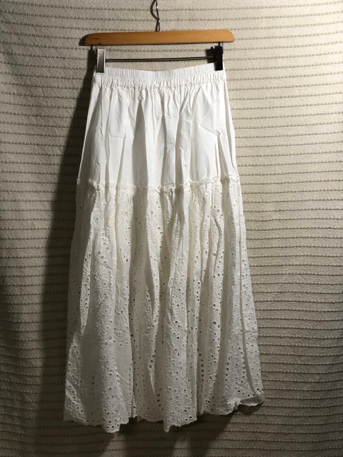 빈티지 화이트 자수 패턴 코튼 모리걸 롱 스커트 상품이미지2