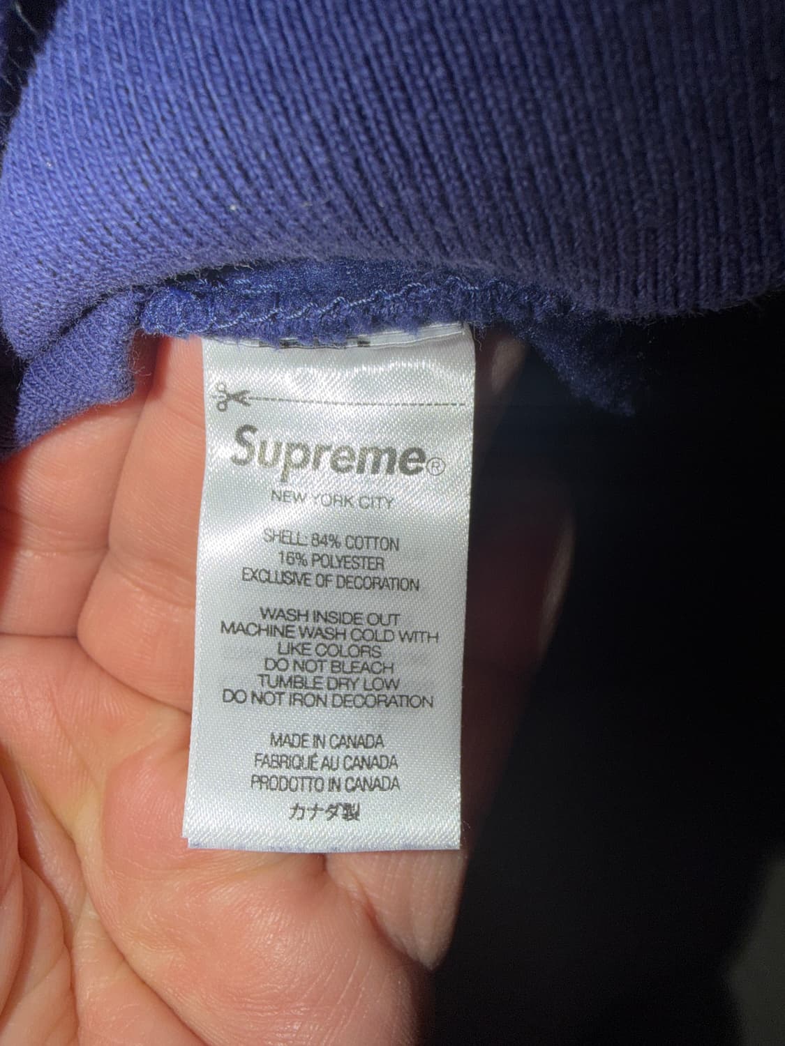 슈프림 슬리브 아크 후드 스웨트 셔츠 워시드 네이비 상품이미지3