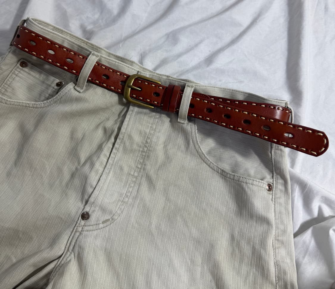 빈티지 스티치 레더 벨트 상품이미지1