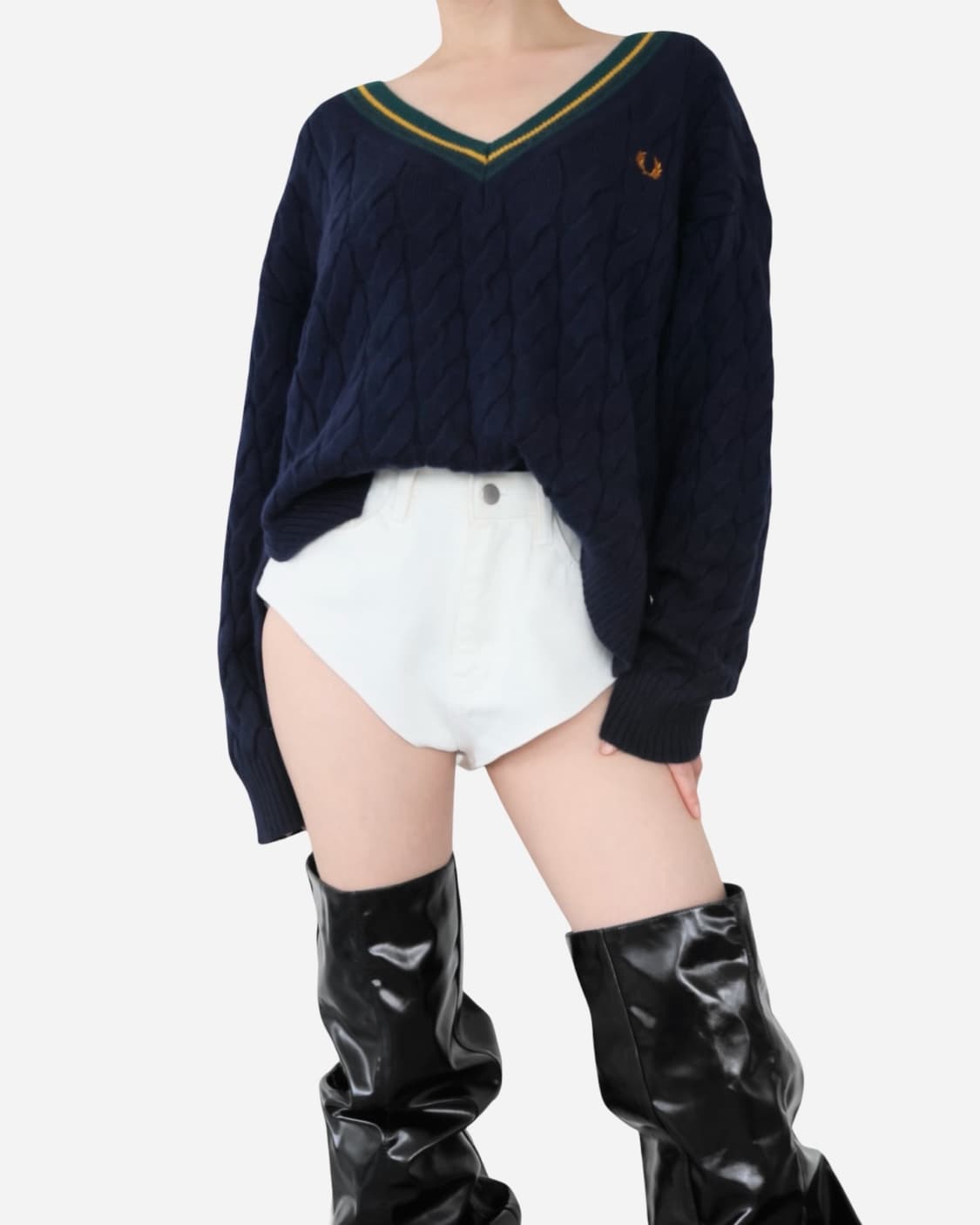 Fred Perry Cable Knit V-Neck Sweater 상품이미지5