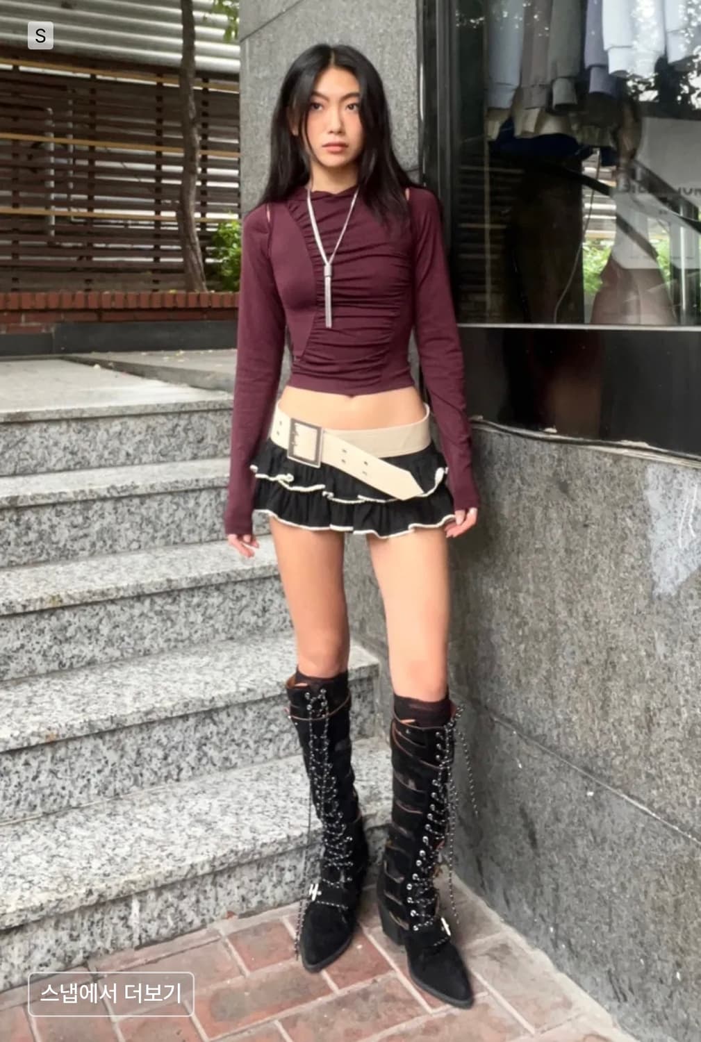 배디 컷아웃 셔링 후디 플럼 상품이미지2